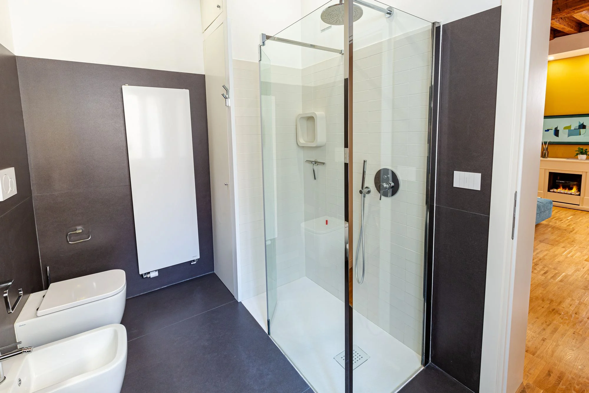 Second bathroom with glass shower