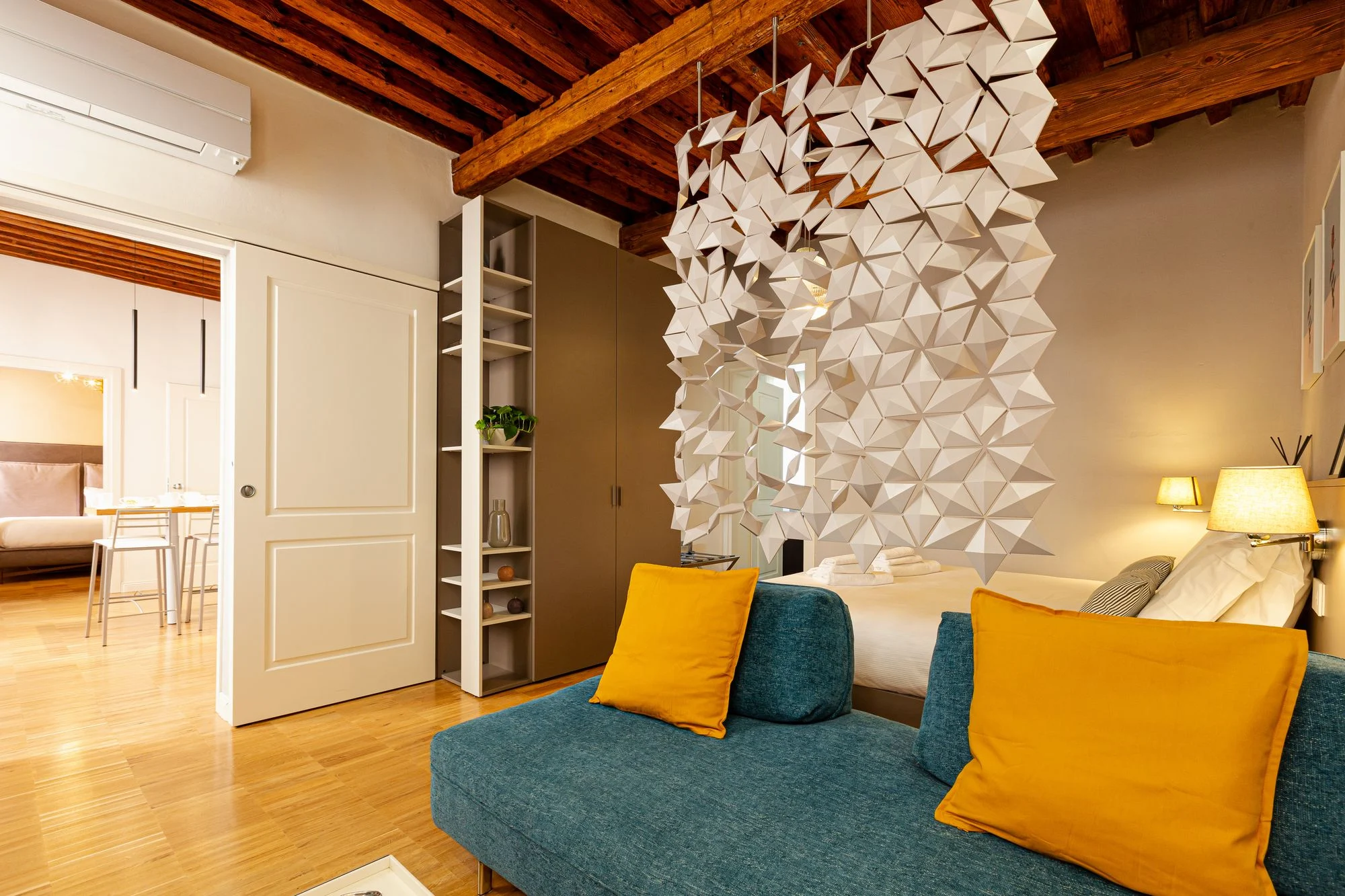 Sofa, bed and room divider in the second bedroom